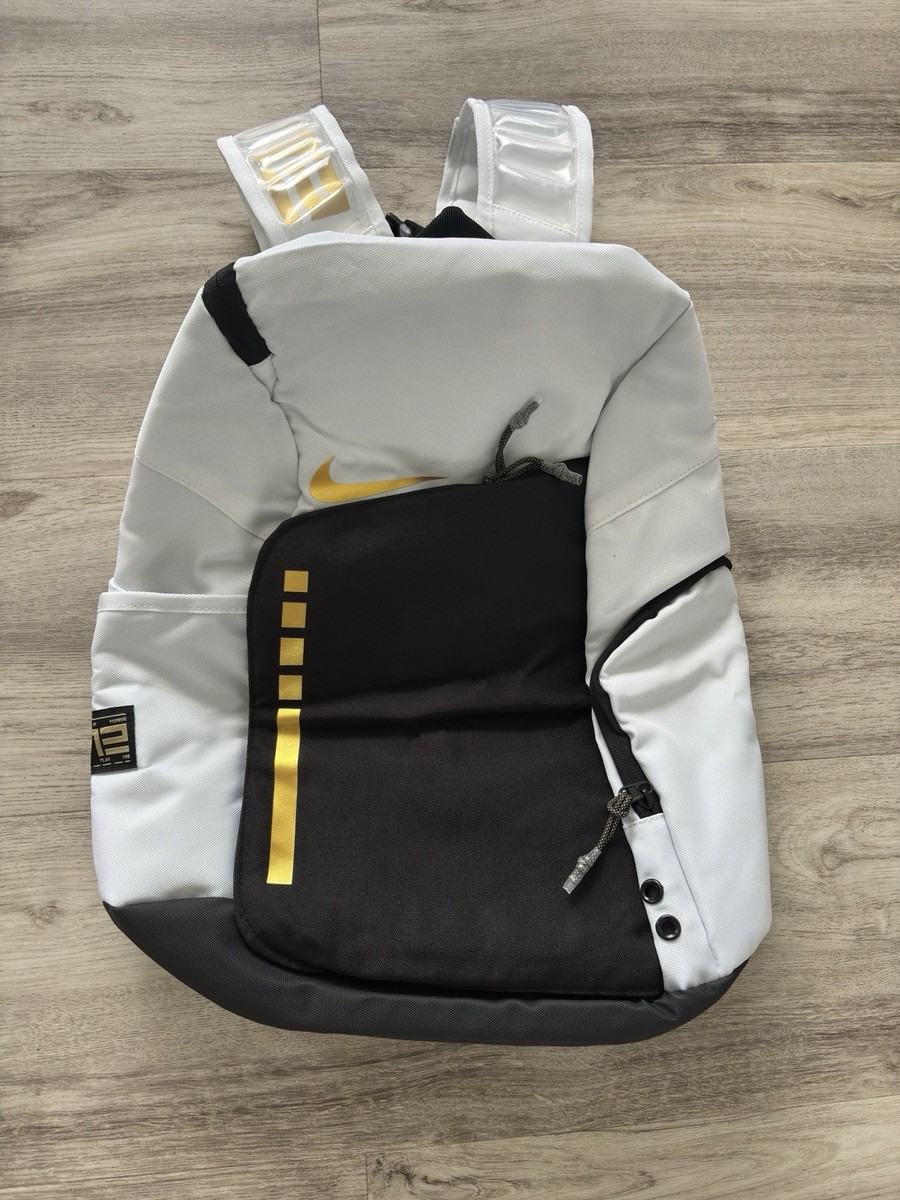 Nike HOOPS Elite Pro Men's Backpack White/Black/Gold Swoosh with