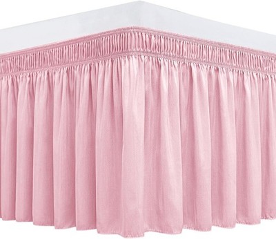Queen Wrap Around Bed Skirt 15'' Drop White Adjustable Elastic Easy Fit Dust