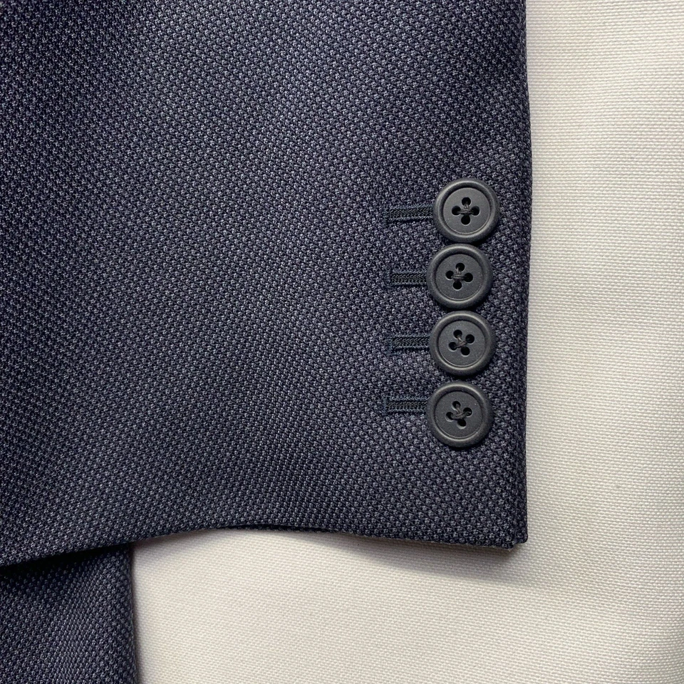 Paul Stuart Double Breasted Suit Men’s 44R 38x29.5” Pants Birds Eye Blue Wool - Image 3 of 4