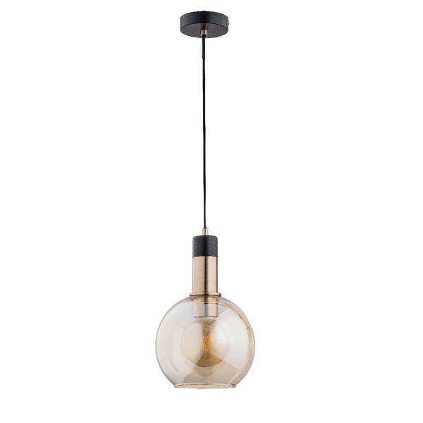 HäNgelampe Schwarz Glas Bernstein Esszimmer E27 L:20 Cm Pendelleuchte Esstisch-image