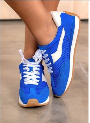 Dolce Vita Women's B Ntcd Mesh Sneaker Royal Blue And White Size 8.5
