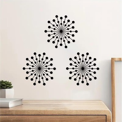 DUOOLN 3 Stück Metall Sunburst Wandkunst, minimalistische hängende W