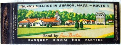 DUNN'S VILLAGE IN SHARON MA  RT 1  VINTAGE FULL LENGTH   MATCHBOOK COVER