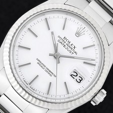 ROLEX MENS DATEJUST 16014 WHITE DIAL 18K WHITE GOLD STEEL OYSTER WATCH