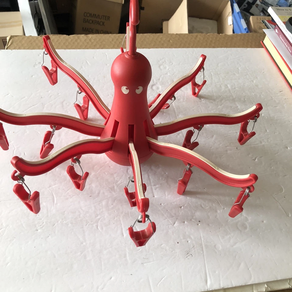 Percha de ropa Ikea secador de aire Pressa pulpo azul oscuro y rojo 16 clips @G Foto 3 de 4