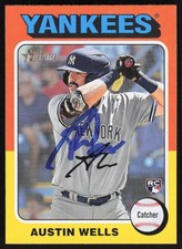 2024 Topps Heritage Austin Wells Rookie Auto New York Yankees #442 COA RC Card. rookie card picture