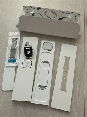 Apple Watch Series 7 45mm Edelstahl LTE   Top Zustand, Saphirglas