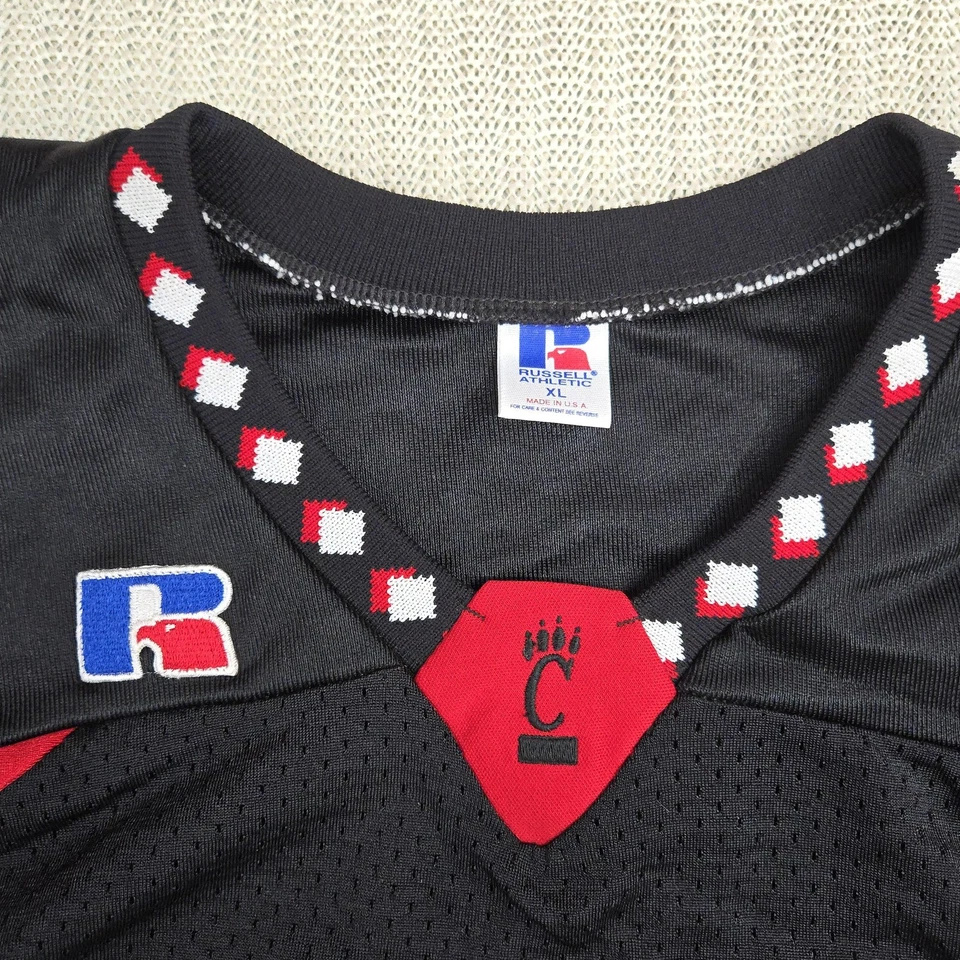 Cincinnati Bearcats Football Jersey Mens XL Black Red NCAA 56 Russell Made USA - Image 4 of 4