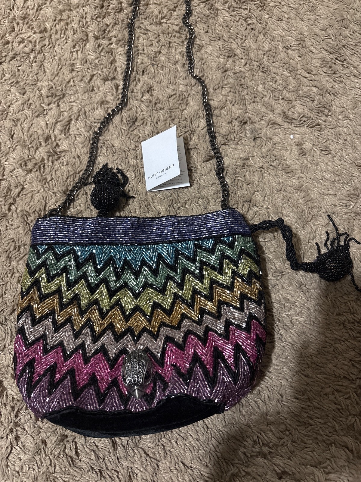 Kurt Geiger beaded drawstring bag multicolor pre-… - image 2