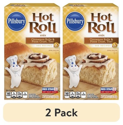 (2 Pack) Easy Hot Roll Mix, 16 oz Box, Fresh Homemade Dinner Rolls,Simple Baking