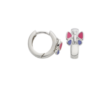 Cem Creolen Schmetterling Rhodiniert Lack Pink/Violett 3,0 Mm Breit 925/- Silber