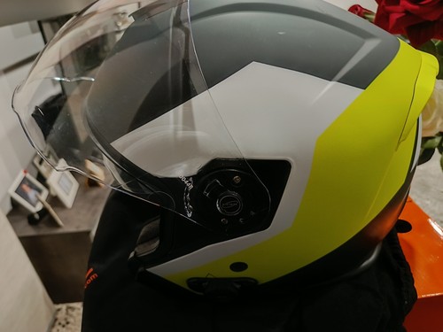 CASCO JET CON INTERFONO ORIGINE HELMETS PALIO BT 2.0 NERO OPACO GIALLO S - Foto 2 di 3