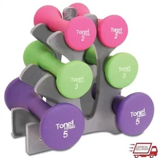 20lb Neoprene Dumbbell Set W/ A Frame Rack Strength Training Fitness Equipment