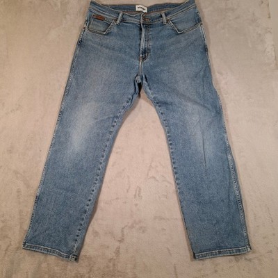 Wrangler Texas Jeans Mens W36 L30 Blue Straight Stretch Denim Casual