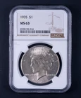 1935 Peace Dollar $1 NGC MS63 DCB014