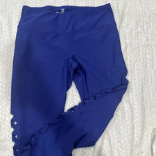 90 Degree By Reflex Women’s Medium Blue Leggings With Open Areas Down Side Of Le