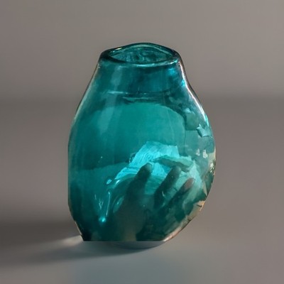 Vintage Blenko Indented Free-Blown Vase in Turquoise - 1951 - W. Anderson