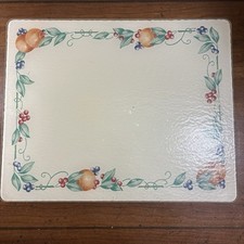 Vtg Corning Corelle ABUNDANCE 15"x12" Tempered Glass Counter Saver Cutting Board
