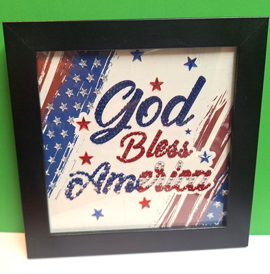 Diamond Art Painting GOD BLESS AMERICA Patriotic 4th of July Holiday 6''x6'' Frame