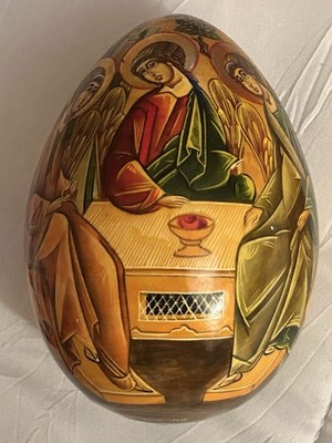 Vtg Russian Egg Orthodox Wooden Hand Crafted  TRINITY Melnikov (BH) 1999 5 