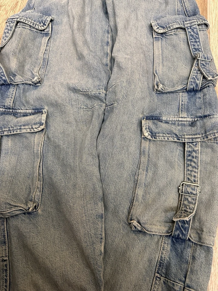 Zara Women's Baggy Wide Leg Cargo Grunge Denim Jeans Size 4 27 X 30 - Image 2 of 4