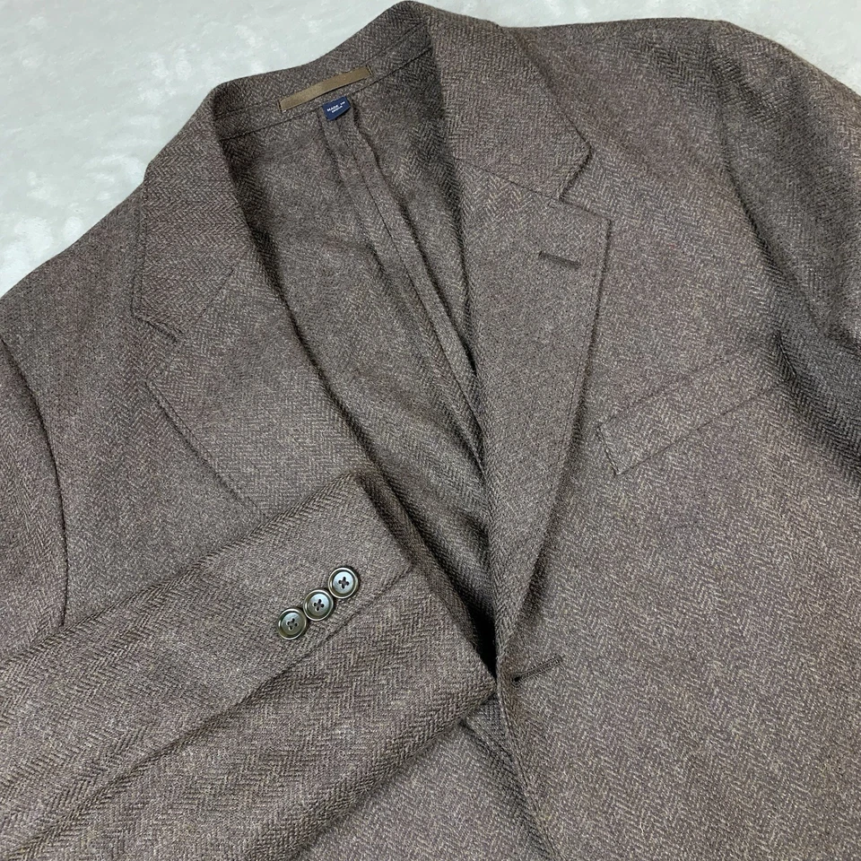 Blazer J Crew Kenmare Hombres 40L Marrón Espiga Chaqueta Algodón Mezcla Lana Inglaterra Foto 2 de 4