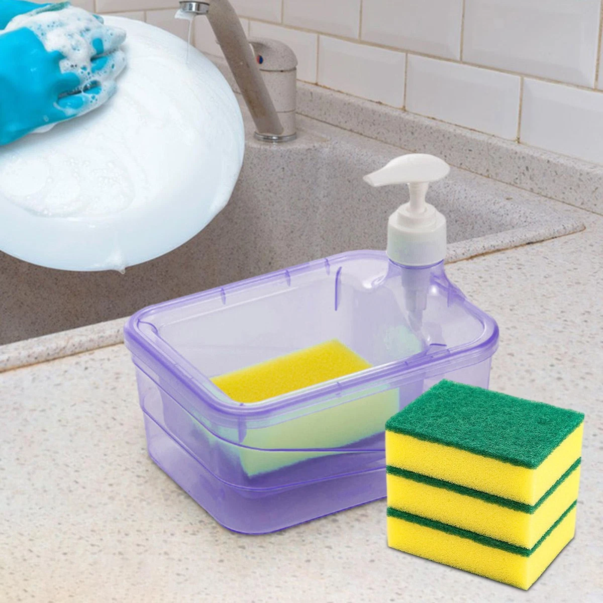 Soap Dispenser and Sponge Holder Multipurpose Kitchen Soap