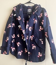 NWT Joules Waterproof Coast Print Rain Jacket Navy Posy Floral Size 2 US
