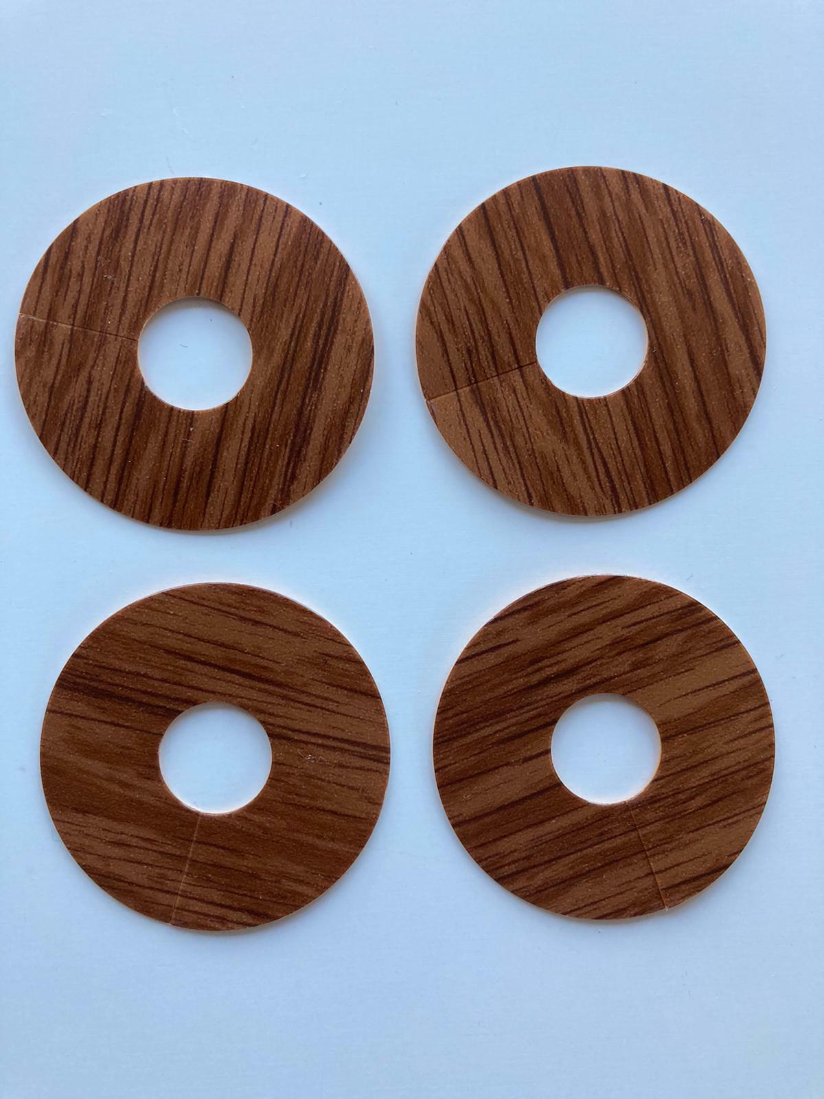 4 x Self Adhesive Pipe Covers / Radiator Rings for Laminate & Wood