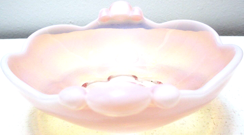 Vintage Duncan & Miller Glass Bowl Canterbury Pattern Opalescent Cranberry Pink - Picture 2 of 6