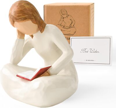 Cuayaes Reading Thinker Statue Book Lover Gifts for Women Readers,... 