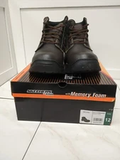 Skechers Men's Size 12 Work Burgin Congaree Soft Toe Memory Foam Boots - Brown!