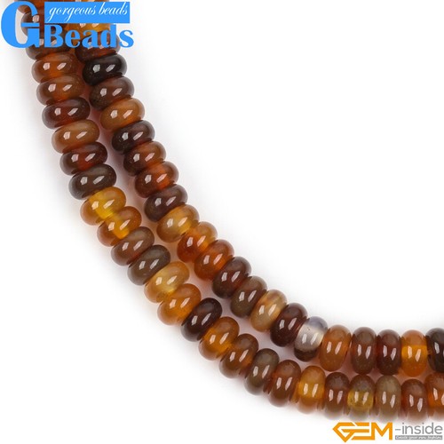 Cuentas espaciadoras sueltas rondelle de piedras preciosas naturales de ágata cornalina roja para joyería 15" - Imagen 9 de 42