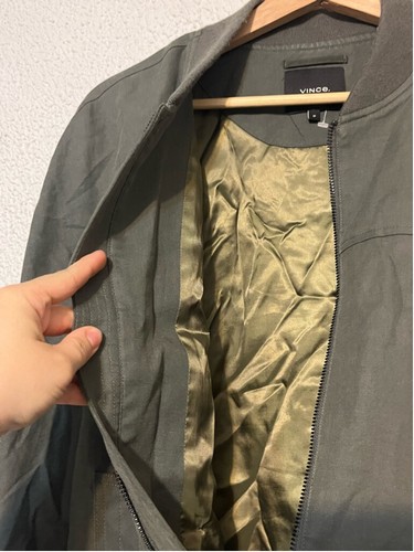 Men’s Vince Green Lightweight Linen Cotton Blend Bomber Full Zip Jacket Size Med - Picture 4 of 7