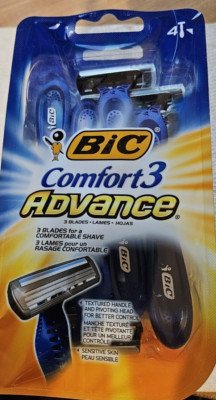 Lot of 4 BIC Comfort 3 Advance Men's Disposable Razors Triple Blade Sens. 4ct