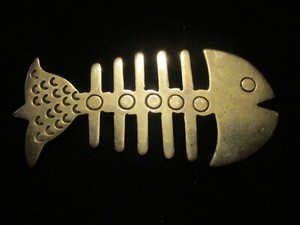 Modernist MCM Sterling Silver 925 Handmade Fishbone 3" Brooch Pin Taxco Mexico!