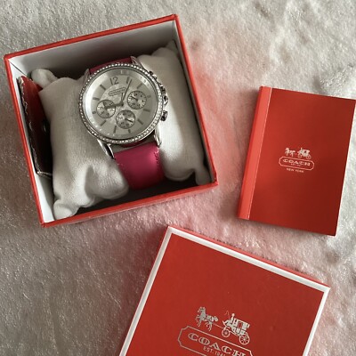 Coach Rhinestone Watch Coach Boyfriend Casual Watch Rhinestone Pink Leather Women’s | eBay
