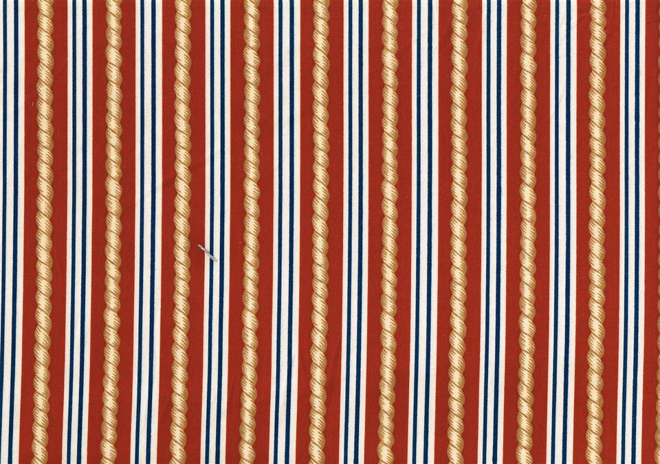 Robert Allen Fabric Rust Gold Blue Beige Striped Cotton Drapery Upholstery - Image 2 of 2