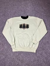 Vintage Morning Sun Sweatshirt Women's Size Medium Green Trees Graphic Adult