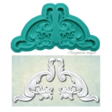 Baroque Scroll Silicone Mold Sugarcraft Border Filigree Curlicues Scroll Fondant