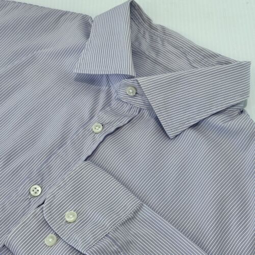 Armani Collezioni Dress Shirt Mens 16.5 42 L Lavender Pinstriped Cotton Lilac