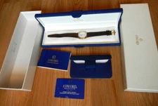 14K/KT/CT Solid Yellow Gold Concord Very Thin (3.85mm) Quartz Watch Boxes Papers