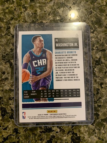 PJ WASHINGTON JR 2020-21 CONTENDERS CONF FINALS TICKET SP #72/75  #69 Free Ship - Picture 2 of 2