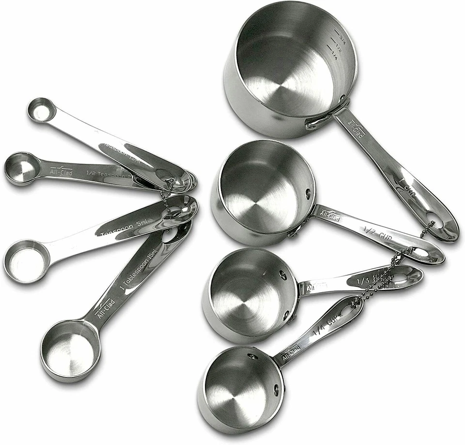 Nuevo Juego de 4 tazas y cucharas medidoras y 2 guantes para horno de acero inoxidable ALL-CLAD Foto 2 de 4