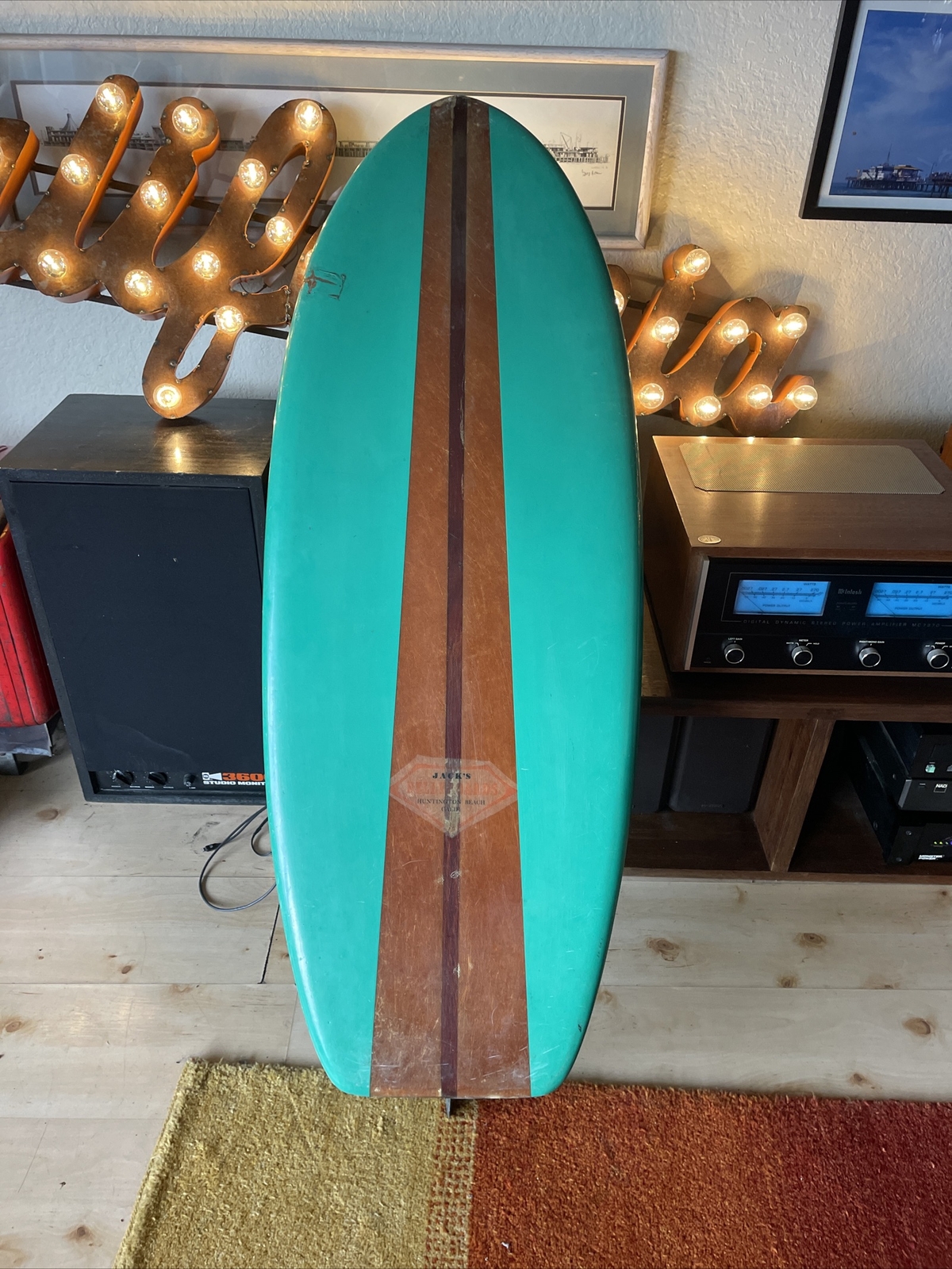 Vintage Jacks Surfboard Huntington Beach Jeffrey Dale Belly Board 50’s