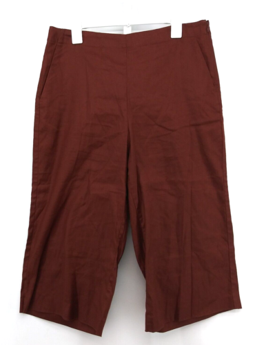 Ann Taylor Capri Pants Womens 14P Burnt Orange High Rise Linen Cotton ...