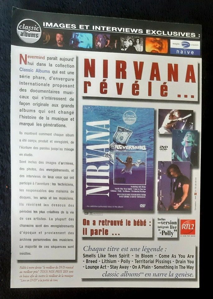Publicité advert album advertising NIRVANA 2005 dvd nevermind classic albums - Photo 1/1
