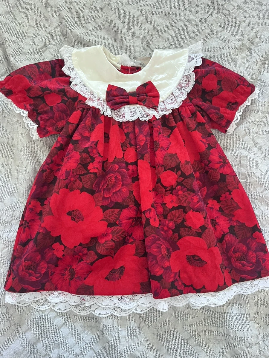 Girls red dress hotsell with white collar