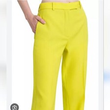NWT$950 Versace Informal Wool Straight-Leg Pants Yellow Trousers Sz 44 (8) Large