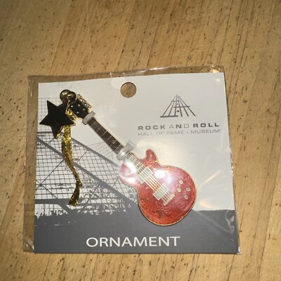 Rock N Roll Hall of Fame Ornament - Red Guitar With Star